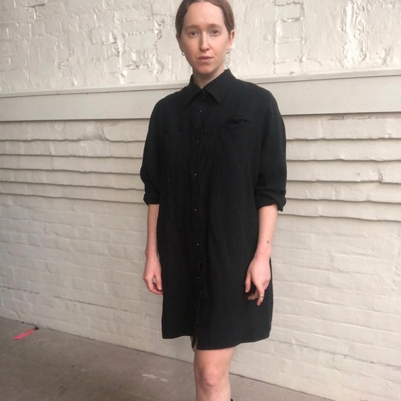 Hoibo Linen Shirt Dress in Black (size M/L) - Picture 7 of 7